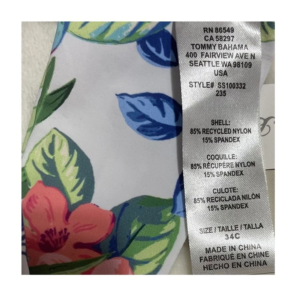 Tommy Bahama Coastal Gardens UV Bra Halter Bikini Swim Top Underwire Floral 34 C